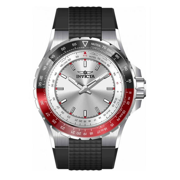 Invicta Men's Wristwatch with Black and Red Bezel and Black Strap